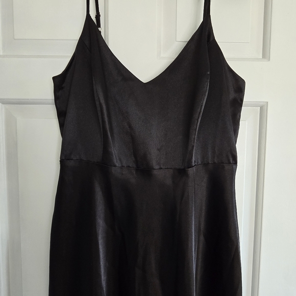 Birdy Grey Jay dress in black satin formal gown sleek wedding party sz M - Picture 2 of 11